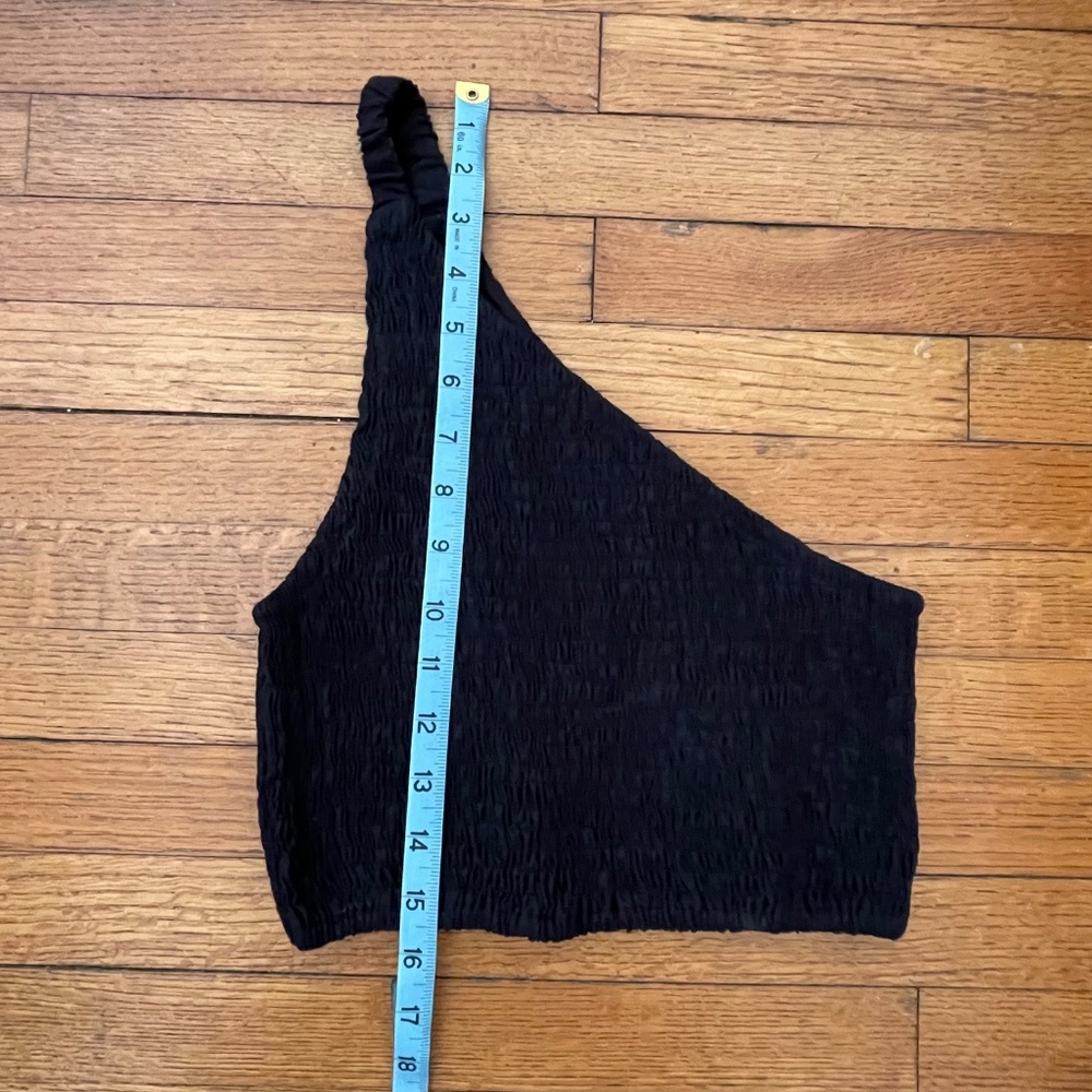 Faithfull The Brand Le Manoa One Shoulder Smocked Linen Top Black Sz. 4 (Small) - Picture 5 of 8